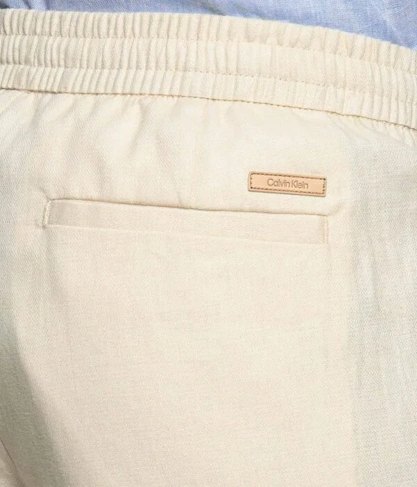 Мужские брюки из льна Straight Fit Calvin Klein, бежевый — фото 4