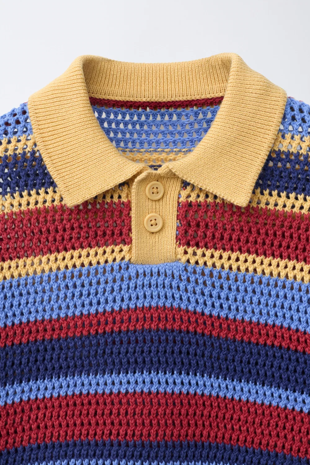 Полосатая вязаная крючком рубашка-поло ZARA, Multicoloured — фото 3