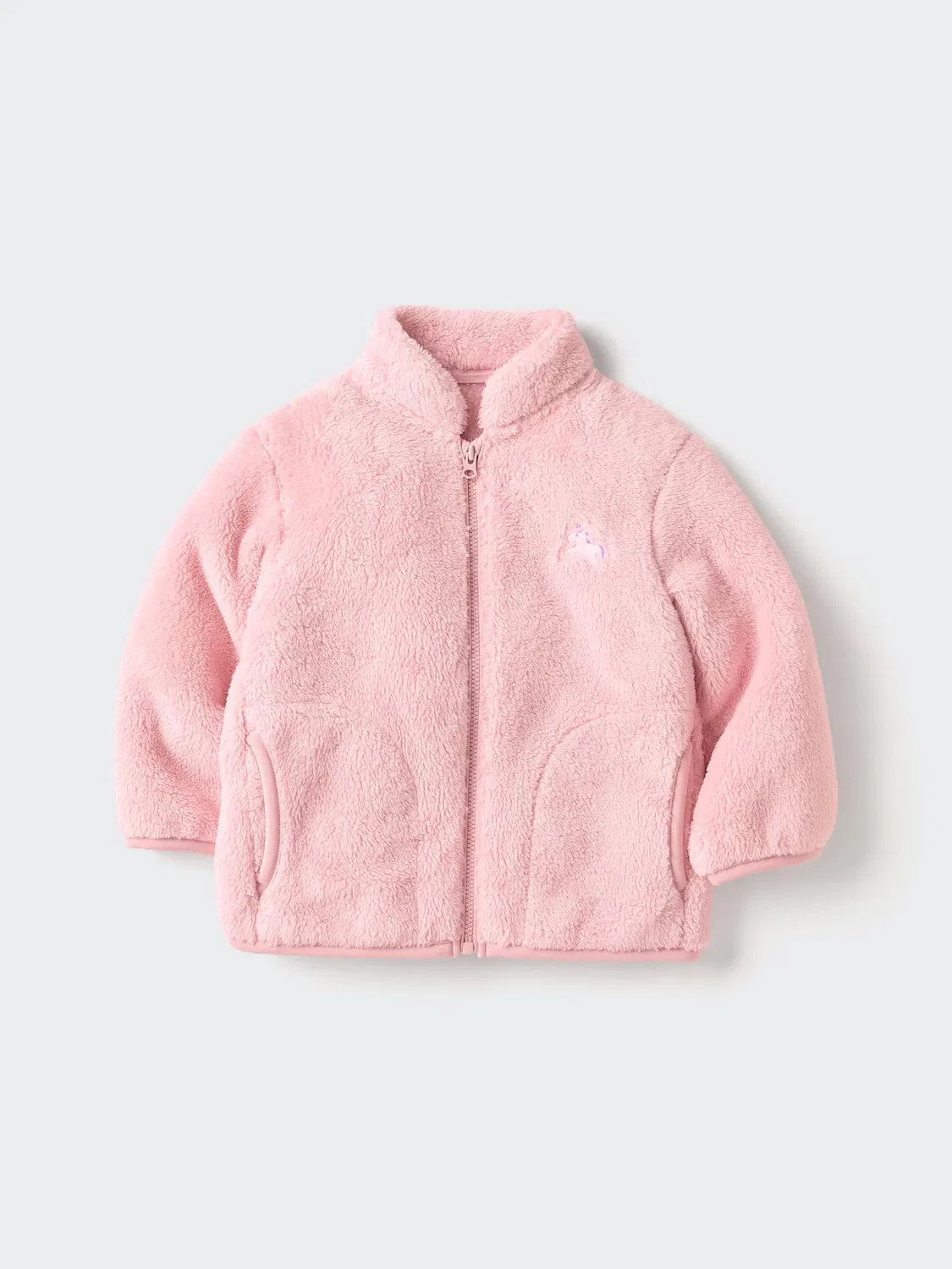 Куртка Uniqlo, меховая флисовая куртка на молнии, розовый