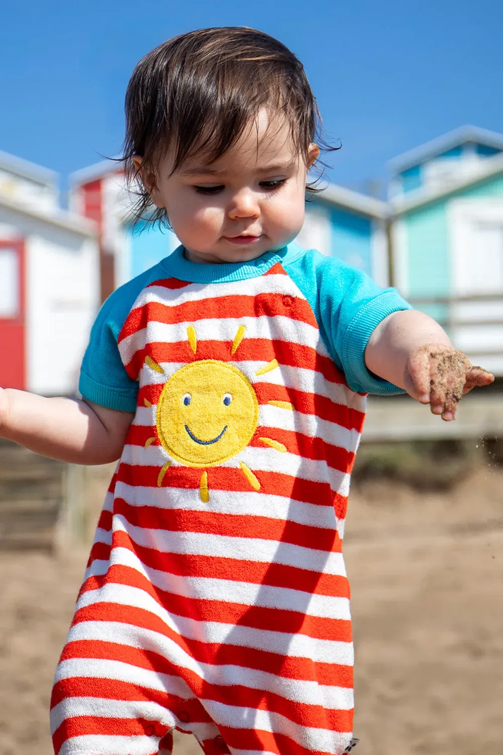 Детский боди-комбинезон из махровой ткани Shore Frugi, Red — фото 2