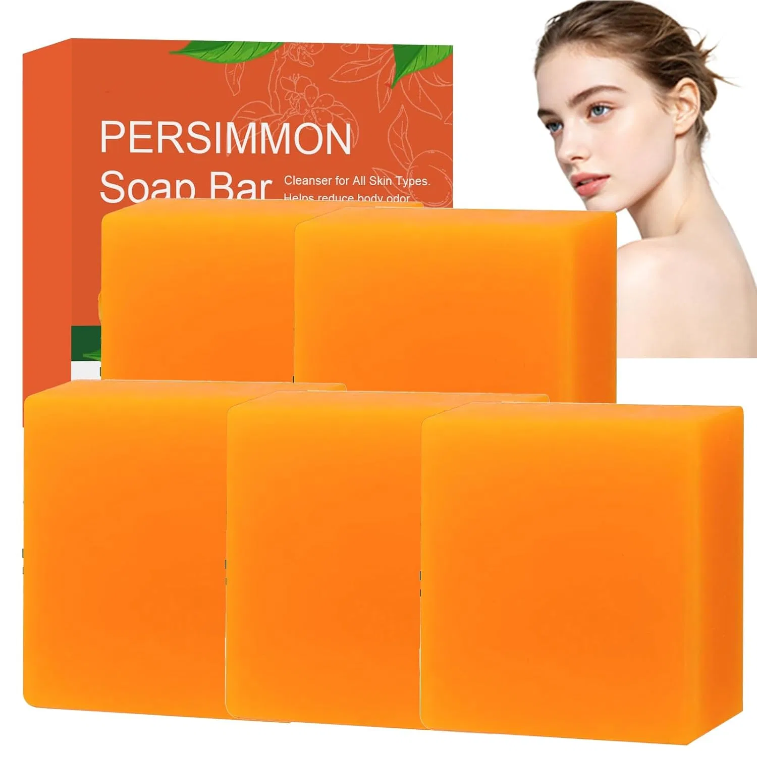 Твердое мыло с экстрактом хурмы, RaoNuan, набор 5 шт., 100г