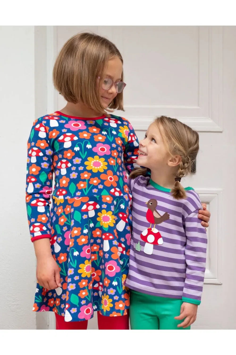 Платье-трапеция с длинным рукавом с принтом Floral Mushroom Print Toby Tiger, Multi — фото 3