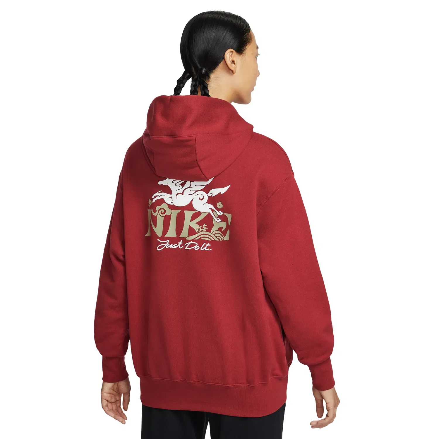 Женское худи Sportswear Fleece Hoodie Asia Sizing 'CNY Pegasus' Nike, Red/Gold — фото 2
