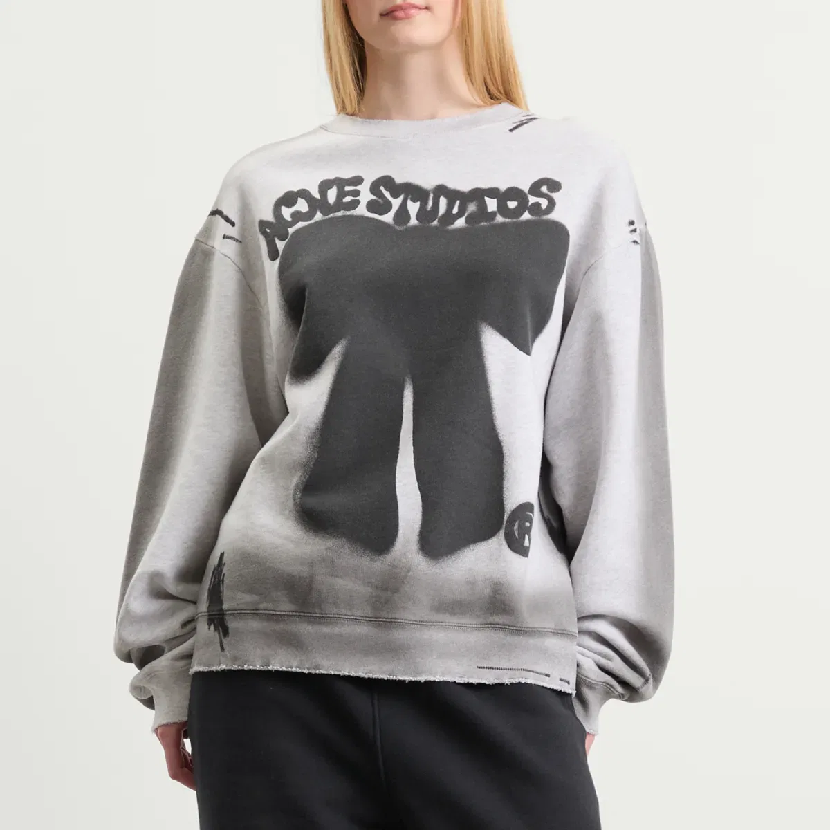 Свитшот с принтом Franziska Marker Bow Acne Studios, Pale Grey Melange — фото 2