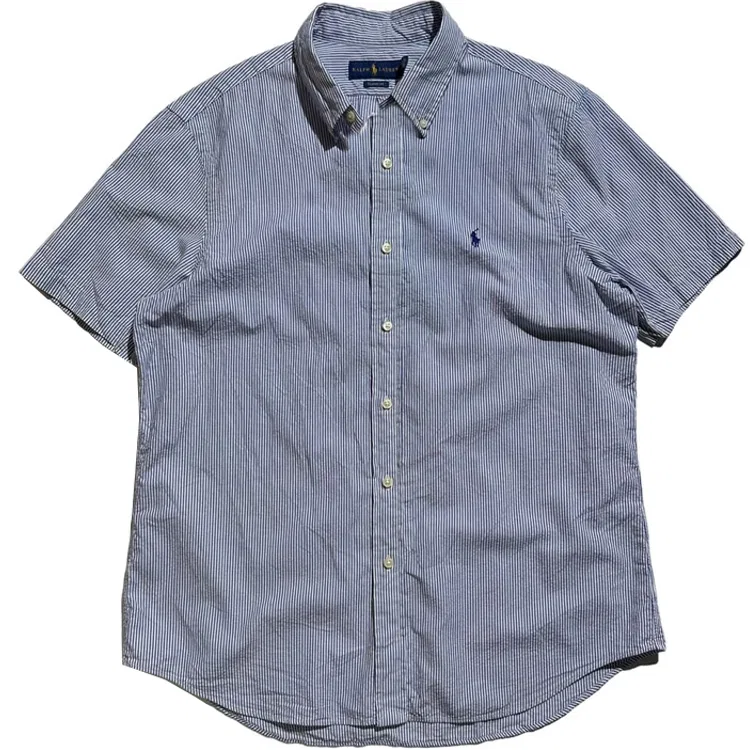 Мужская рубашка классическая с длинным рукавом SS24 Classic Version Marine Blue & White Polo Ralph Lauren, Marine Blue & White