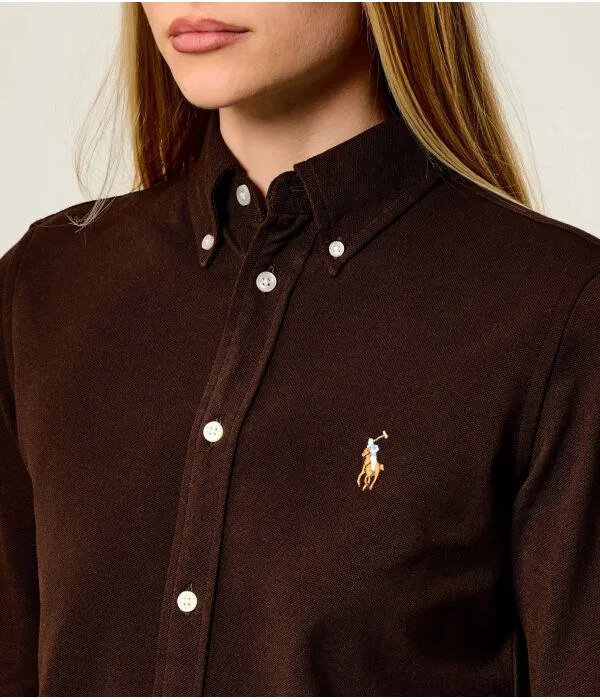 Женская рубашка из хлопка Oxford Polo Ralph Lauren, коричневый — фото 4