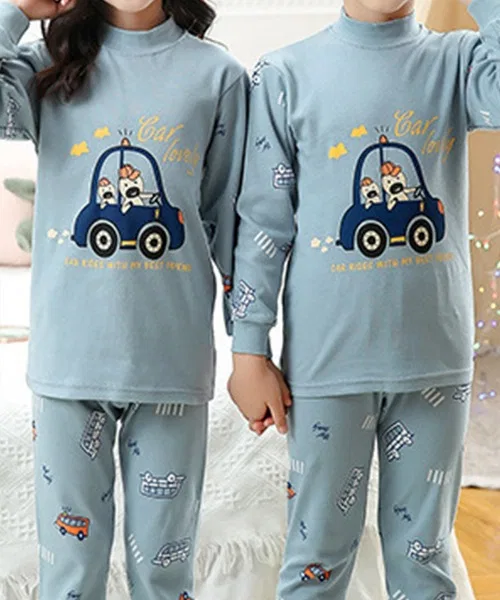 Детский комплект пижамы с длинным рукавом с принтом DAY CLOSET, Blue