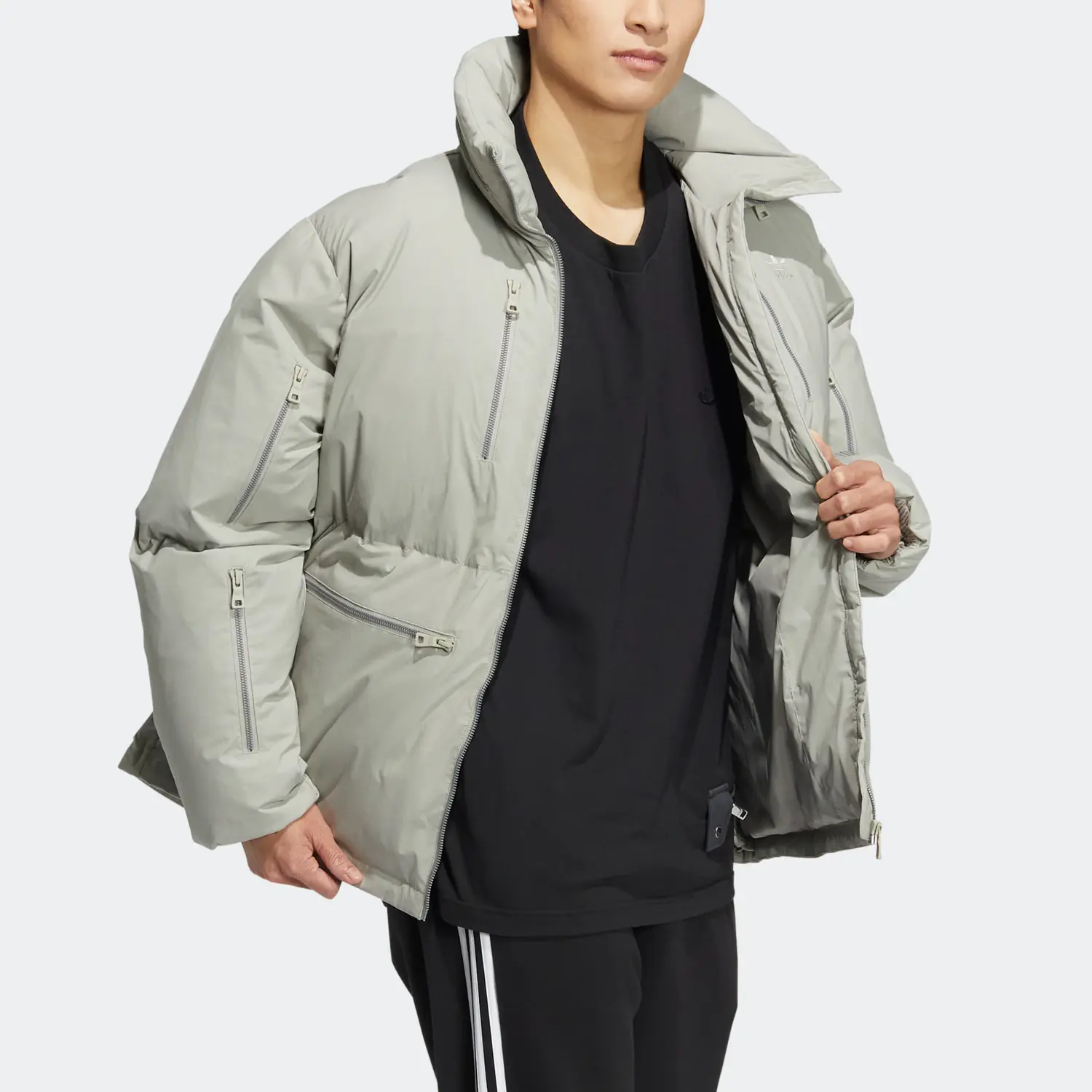 Пуховик мужской серый Adidas Originals, серый — фото 4