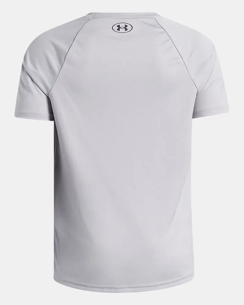 Футболка для мальчиков с коротким рукавом, влагоотводящая UA Tech Hybrid Print UnderArmour, Mod Gray/White — фото 2