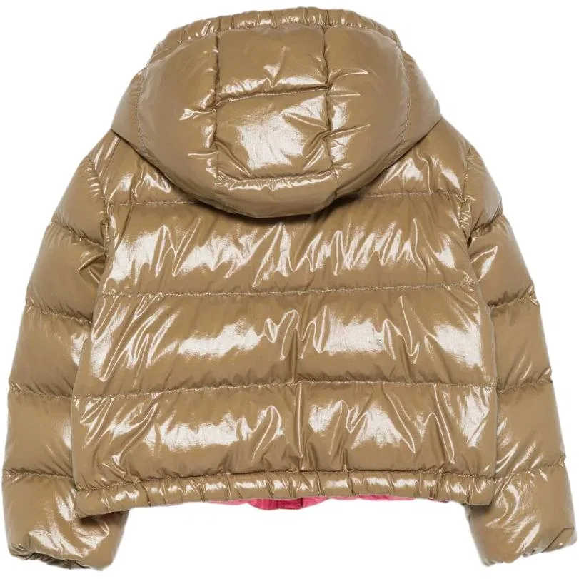 Детское стеганое пальто с капюшоном Moncler, Brown — фото 3