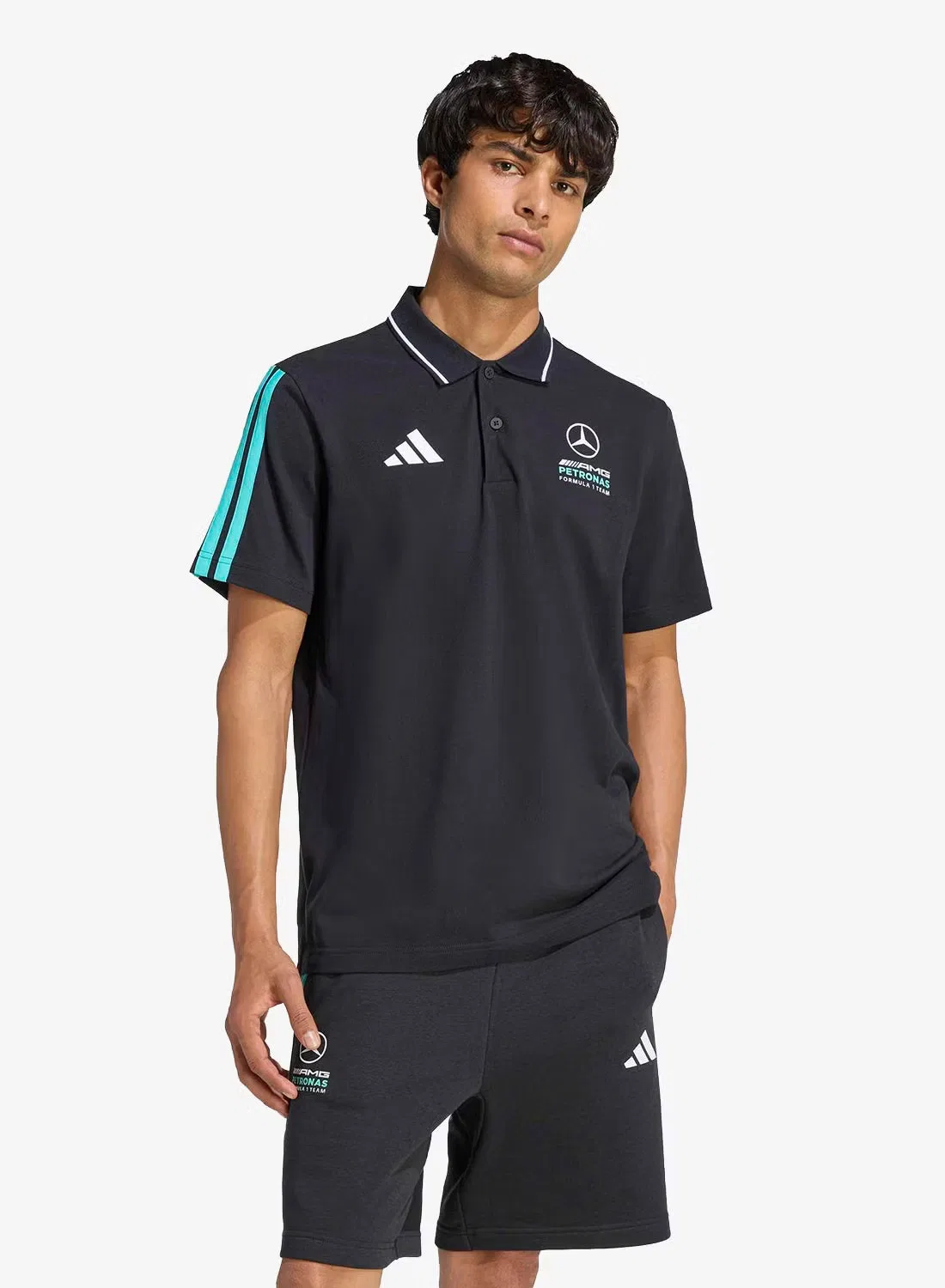 Поло с воротником Mercedes-AMG Petronas Formula 1 Team DNA Adidas, черный
