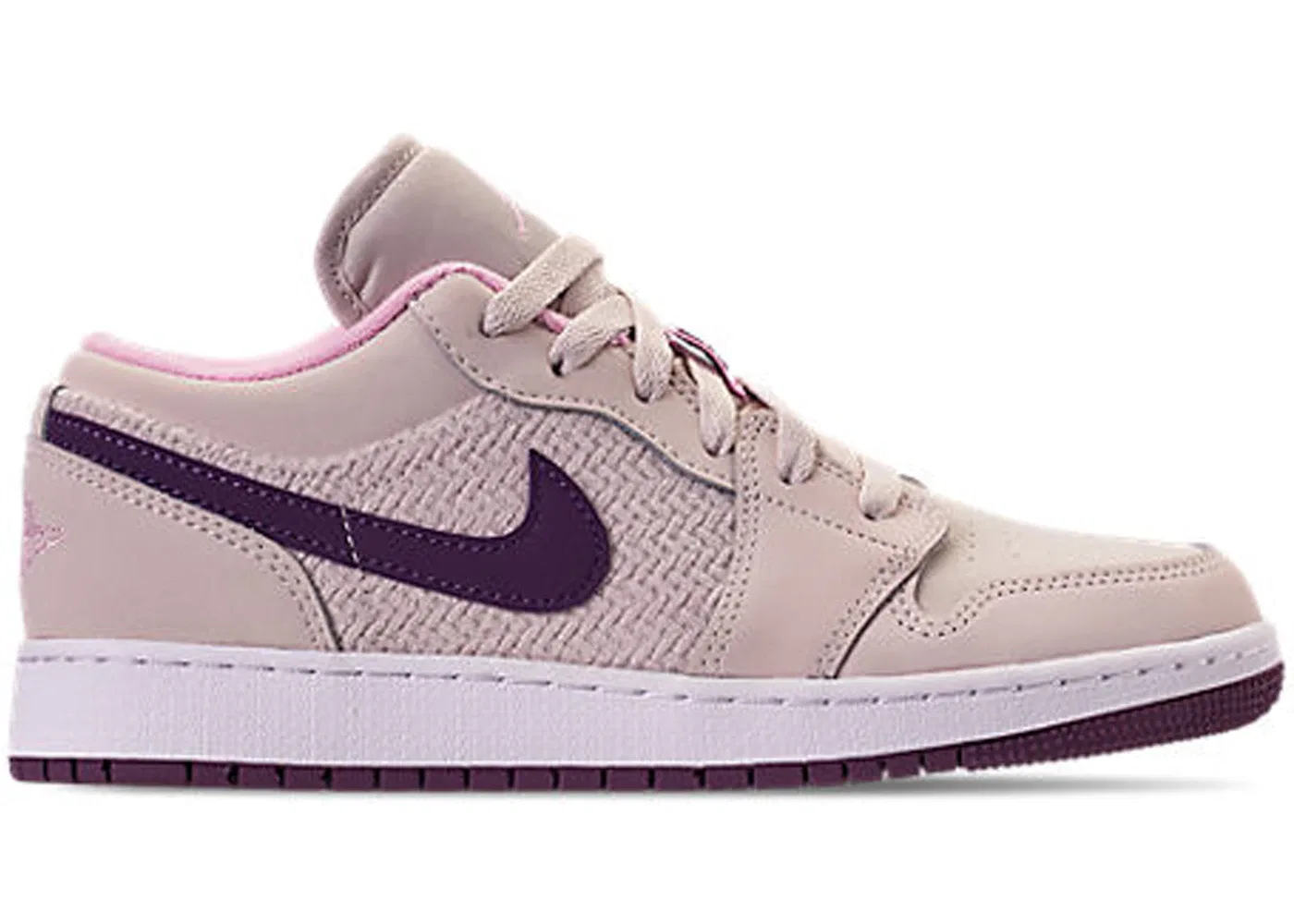 Детские кроссовки Lifestyle Jordan 1 Low Jordan, Night Purple/Pro Purple/Desert Sand/Light Arctic Pink