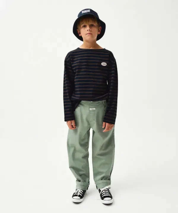 Хлопковые широкие штаны для детей, Enfant, Marithé Kids, хаки — фото 2