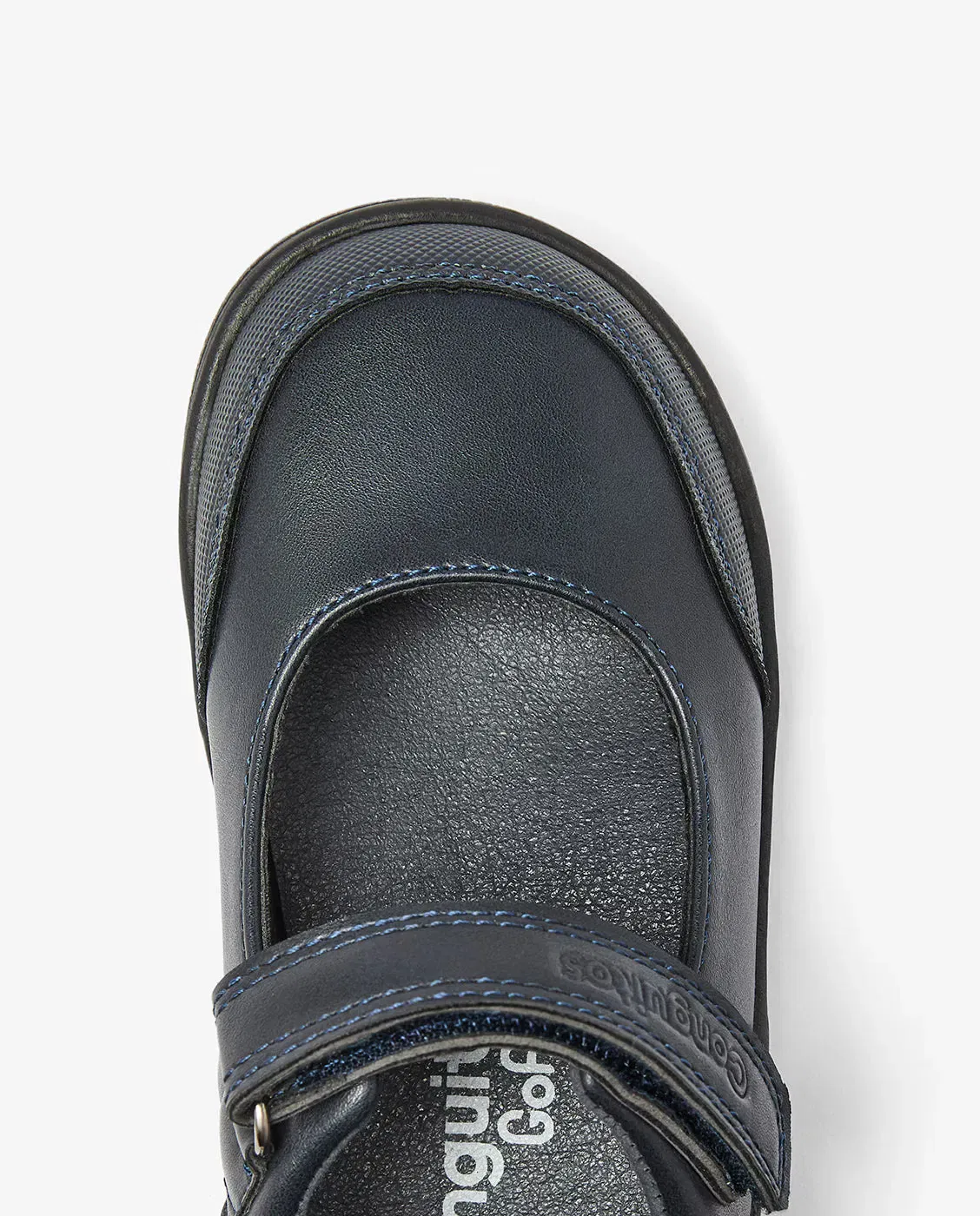 Детские туфли-балетки для девочек с закрытым носком Merceditas Barefoot Conguitos, Azul — фото 4
