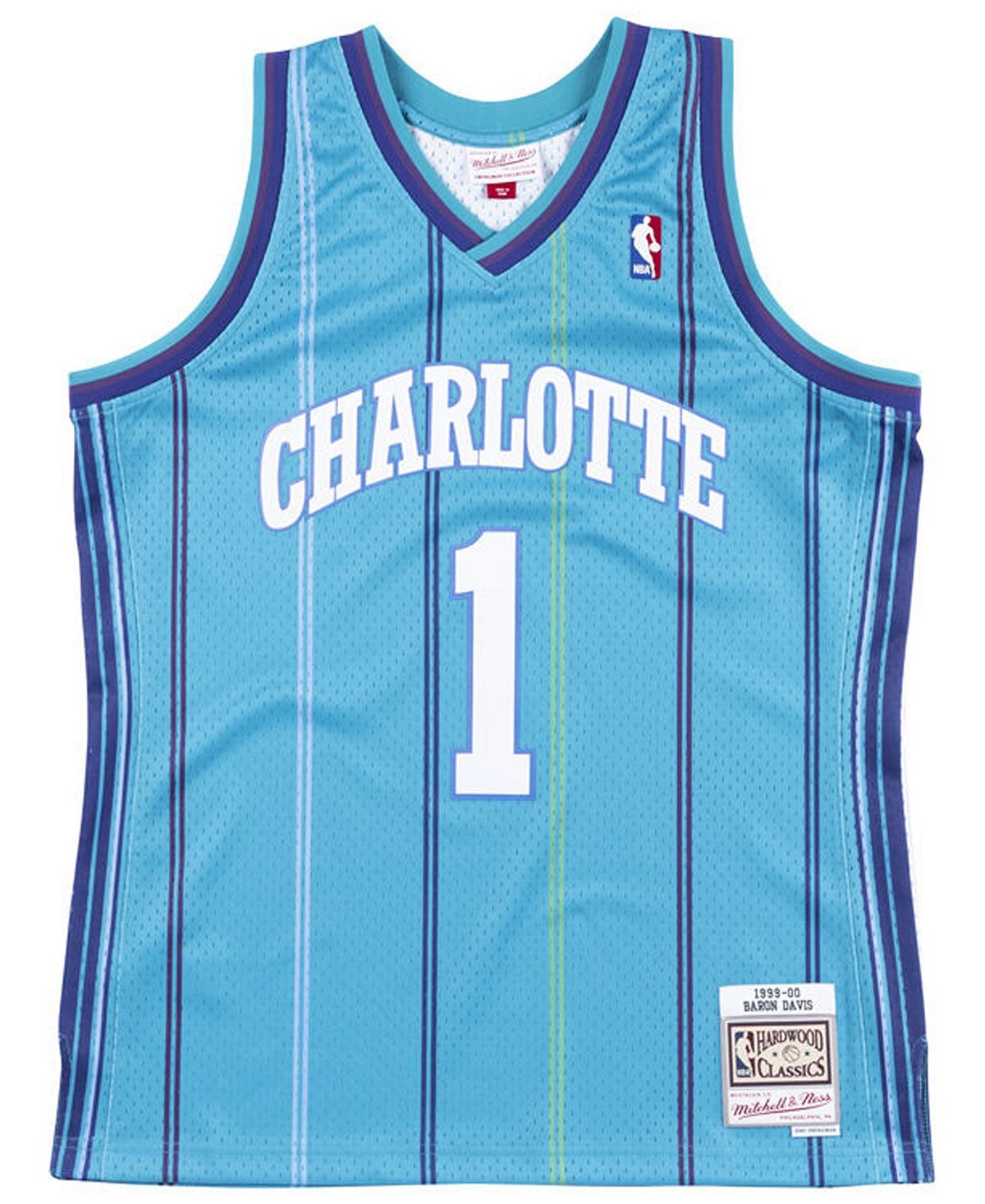 

Мужская классическая джерси swingman из твердой древесины baron davis charlotte hornets Mitchell & Ness, бирюзовый