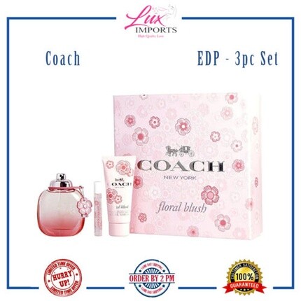 

Цветочные румяна от Coach 3oz EDP Spray для женщин - набор из 3 предметов в подарочной коробке