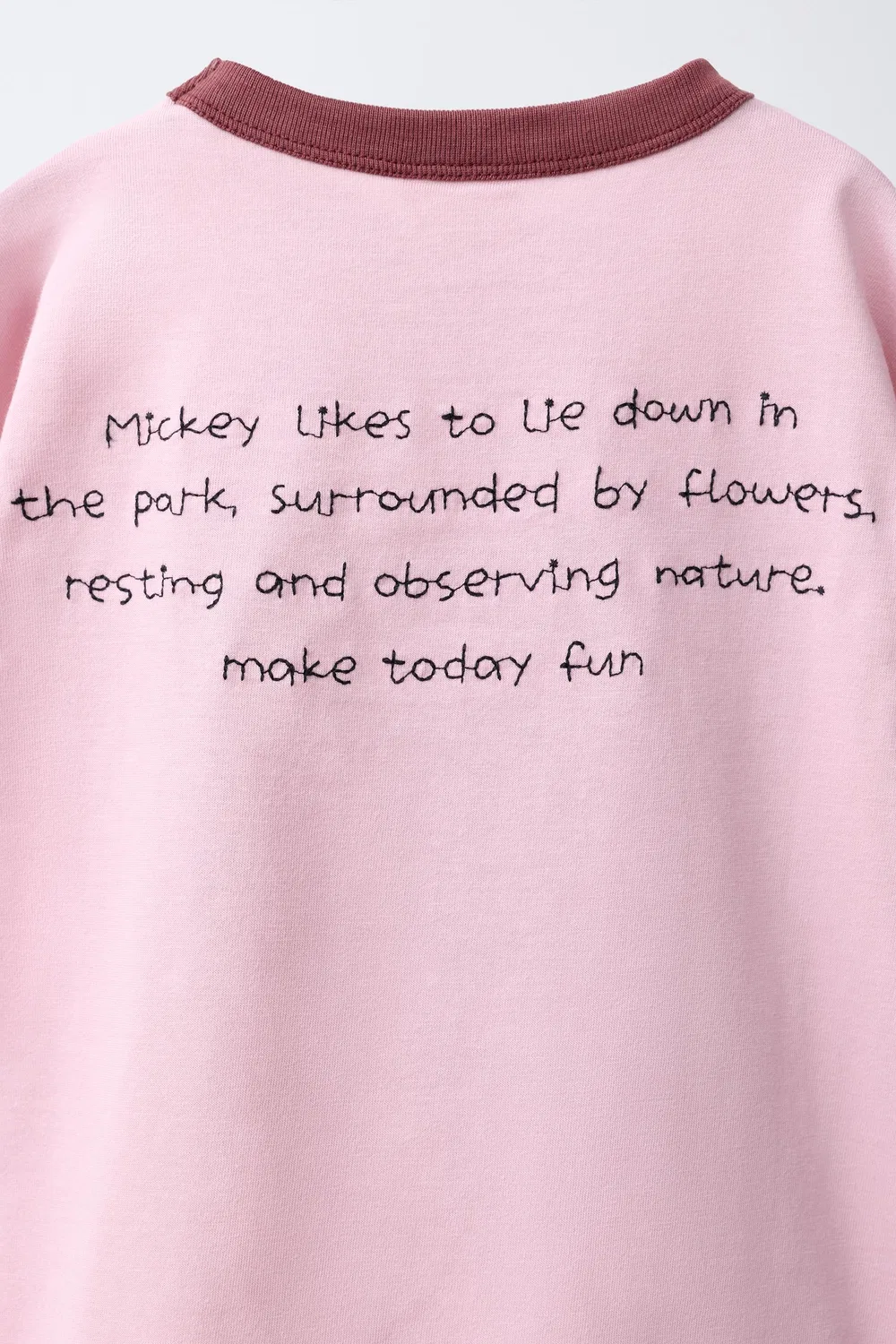 Футболка с принтом и вышивкой Микки Мауса Disney. ZARA, Pink — фото 4