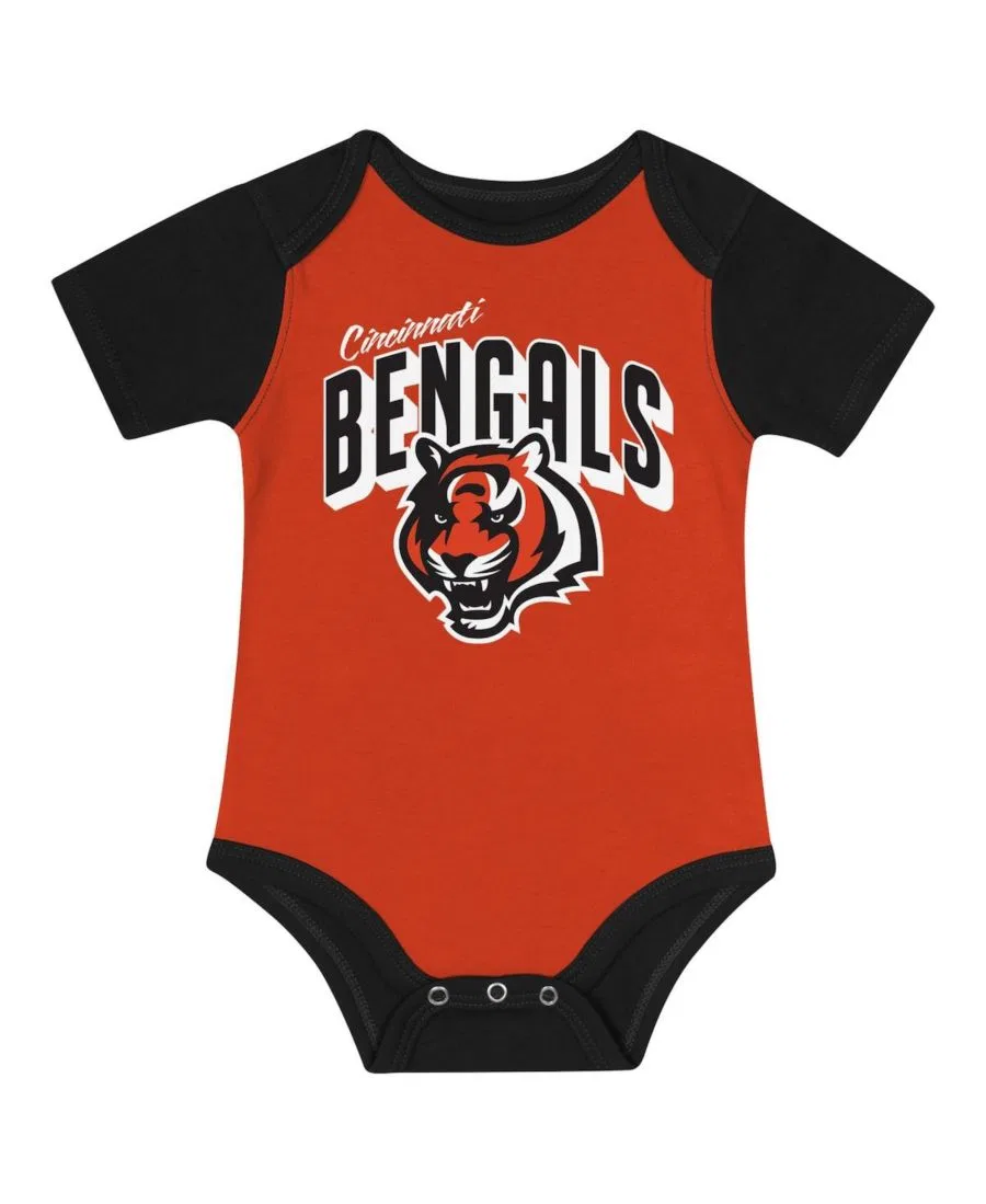 Комплект для новорожденных с боди и слюнявчиком и шапкой Cincinnati Bengals Dynamic Duo Outerstuff, Black — фото 3