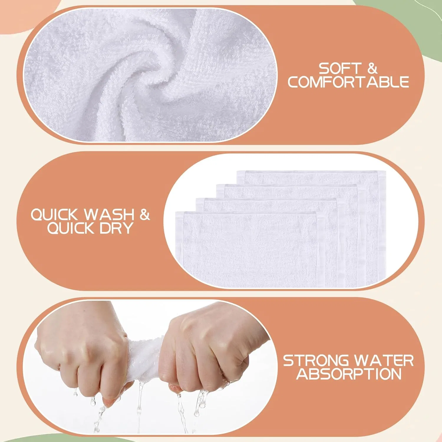Фланелевая мочалка, 40 шт, White/Opulent Garden, 25x25 см Newwiee — фото 3