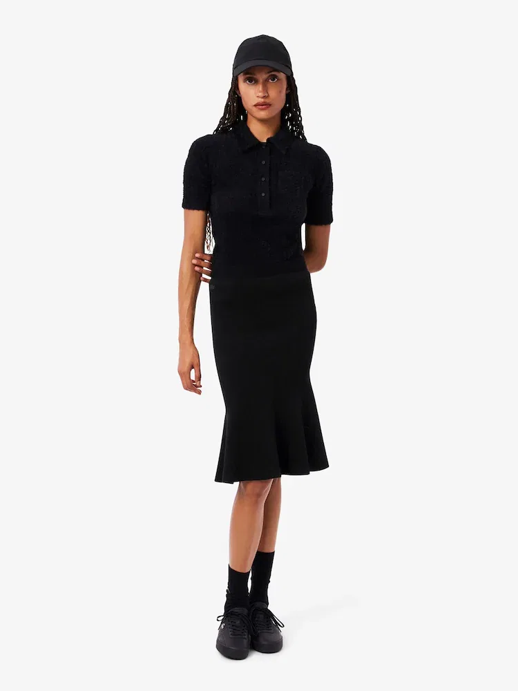 Юбка миди LACOSTE 3D Ribbed Flare, Черная