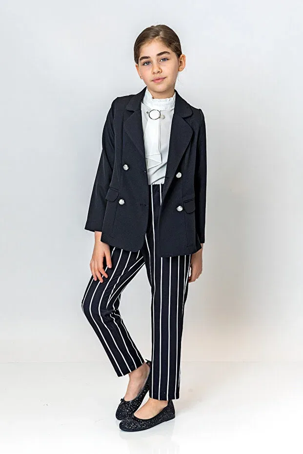 Детский блейзер для девочек с лацканом Basics Incity, Black
