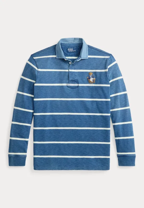Рубашка поло с вышивкой Classic fit polo bear rugby shirt Polo Ralph Lauren, Indigo, индиго — фото 4