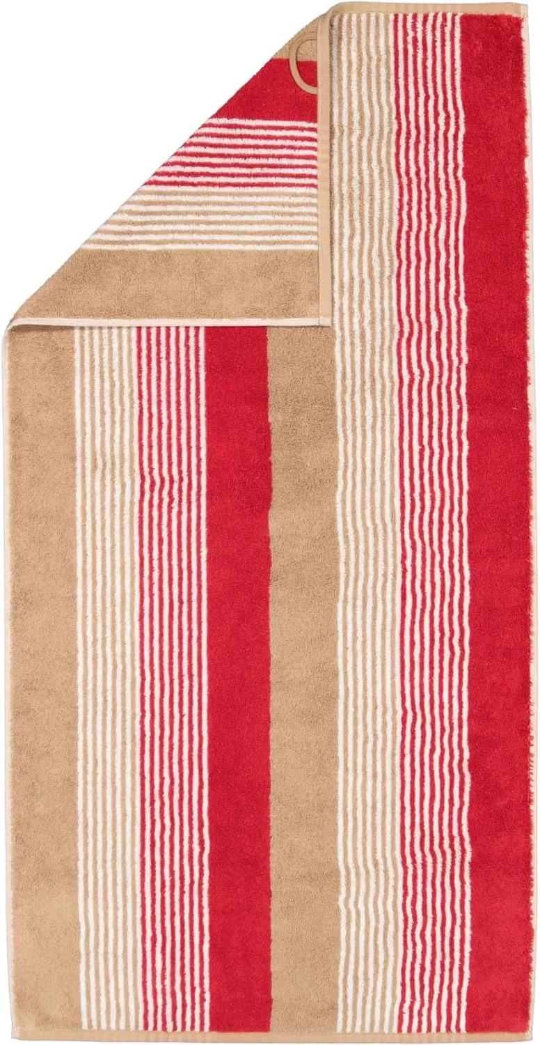 Полотенце банное Cawö Coast Repeat, 70x140 см, Красный/Натуральный