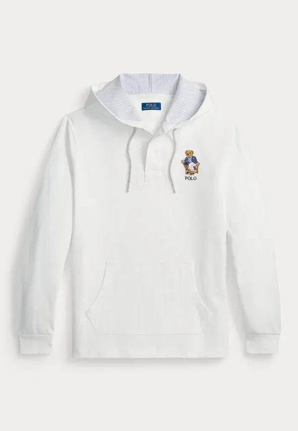 Худи с капюшоном из хлопка Polo bear hooded rugby, Polo Ralph Lauren, белый — фото 4