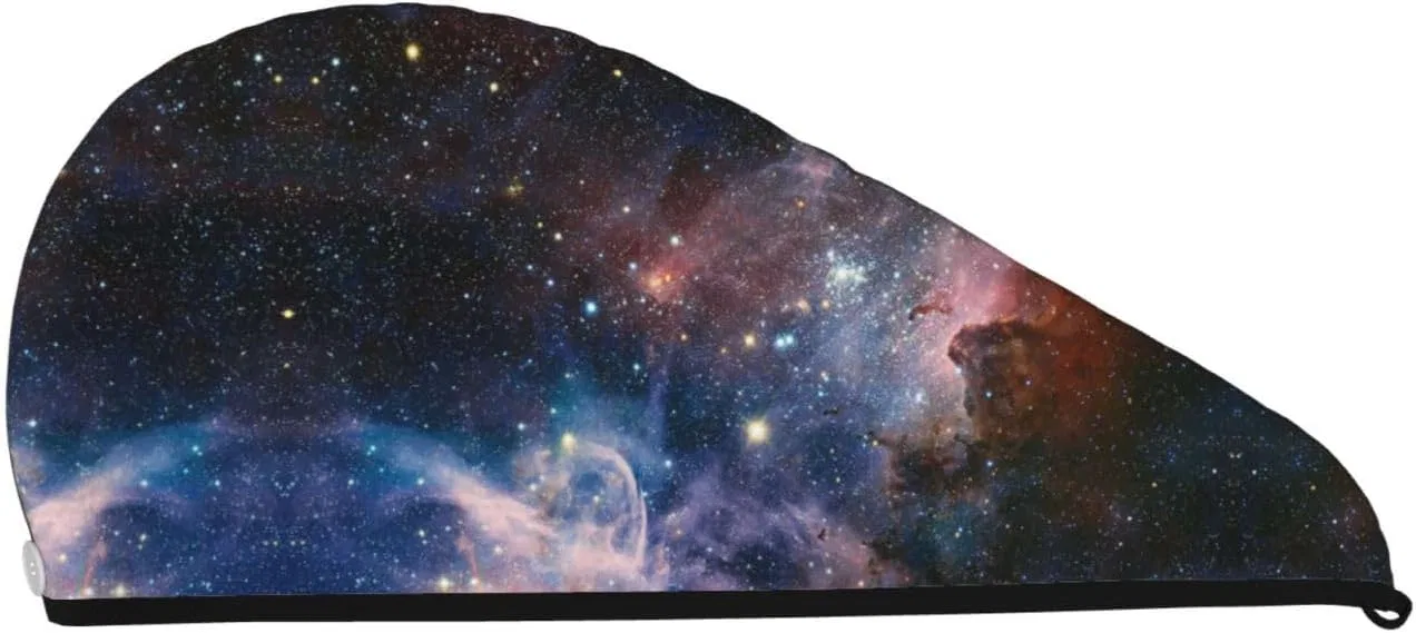 Шапочка для душа BONDIJ, Корраловый велюр, Быстросохнущая, 64 x 25.2 см, Universe Milky Way Galaxy