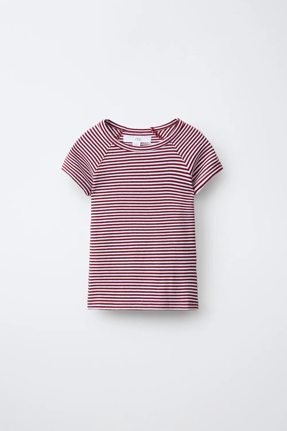Футболка в полоску из смеси хлопка и модала. ZARA, Stripes