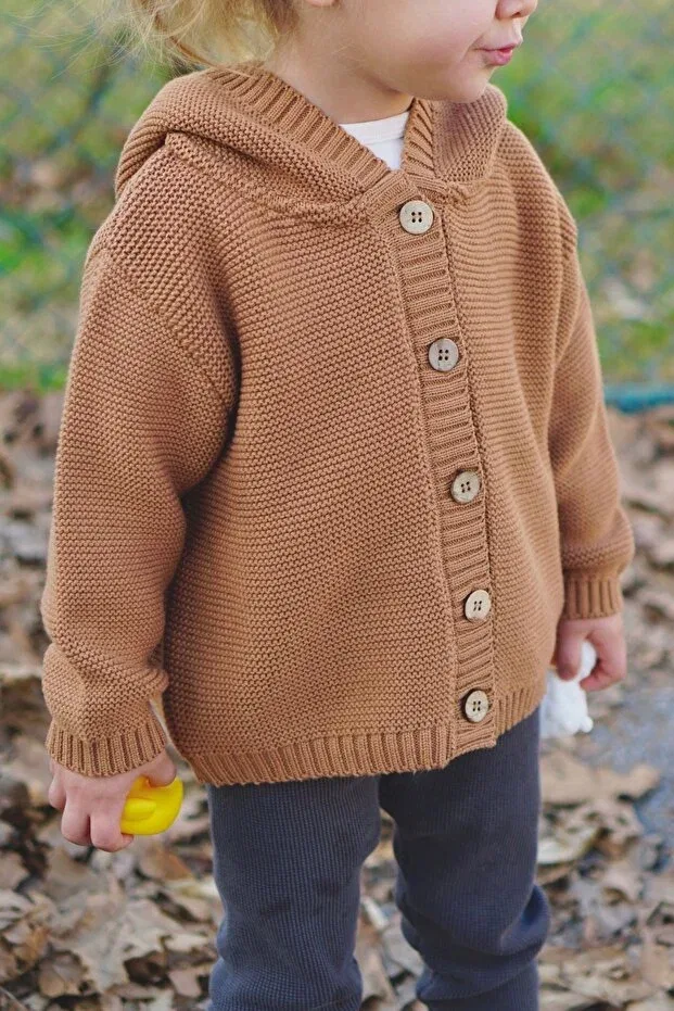 Детский кардиган для девочек хлопковый Vennusbaby, Camel — фото 4