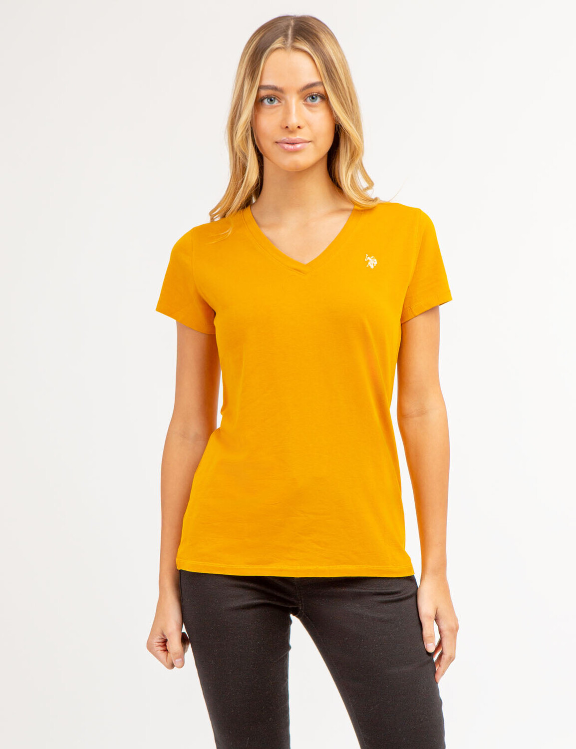 

Футболка U.S. Polo Assn. V-Neck, желто-оранжевый