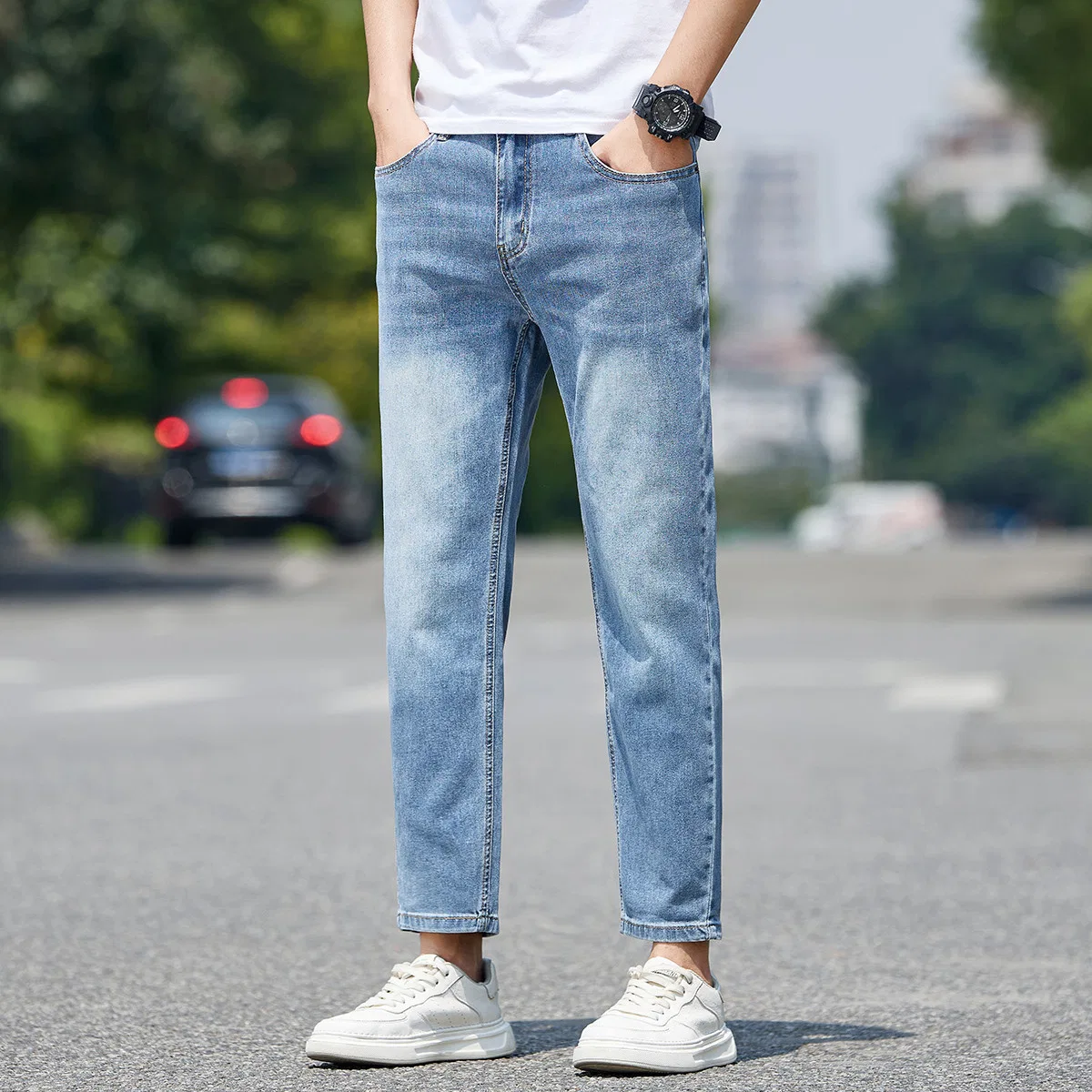 Детские джинсы унисекс зауженные Tonlion, Denim Blue — фото 4