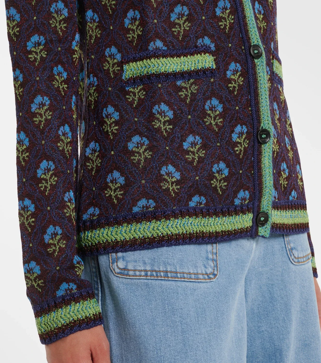 Кардиган из жаккарда с цветочным узором ETRO, мультиколор — фото 4