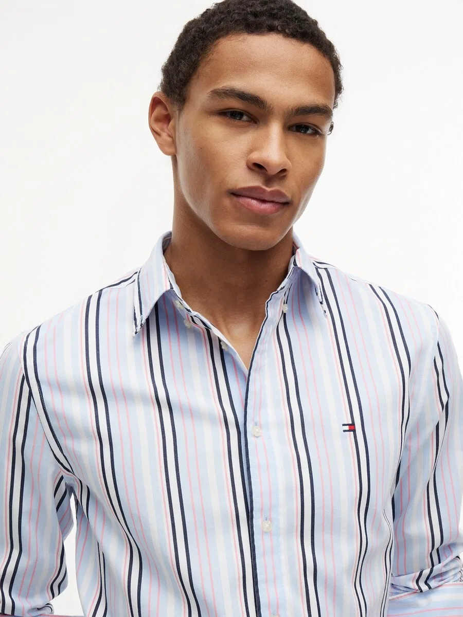 Рубашка TOMMY HILFIGER Regular fit на пуговицах, цвет «Regular Fit Multicolour Stripe», розовая — фото 2