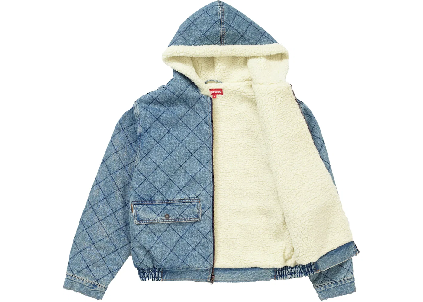 Мужская куртка-пилот стеганая джинсовая Supreme, Washed Blue — фото 3
