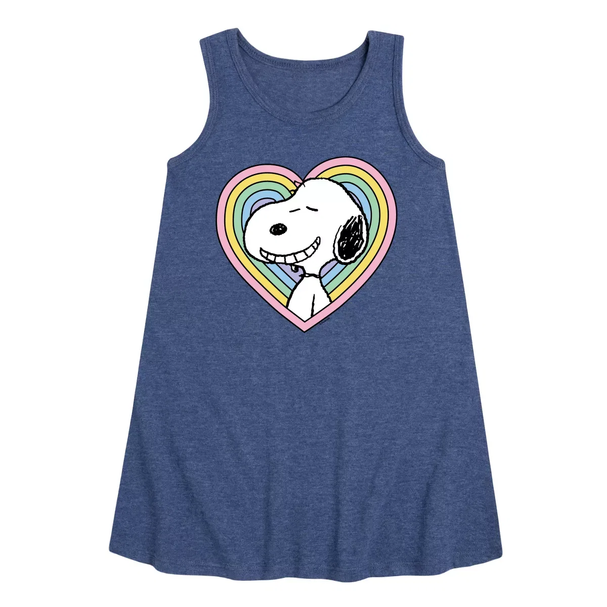 Детское платье без рукавов с принтом Peanuts Snoopy Heart, Peanuts, Heather Navy
