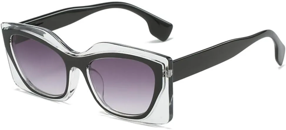 

Панк-очки неправильной формы 2027 года для женщин, модные квадратные солнцезащитные очки в стиле ретро с защитой от УФ-излучения UV400 для мужчин MTZJH, Black Gray