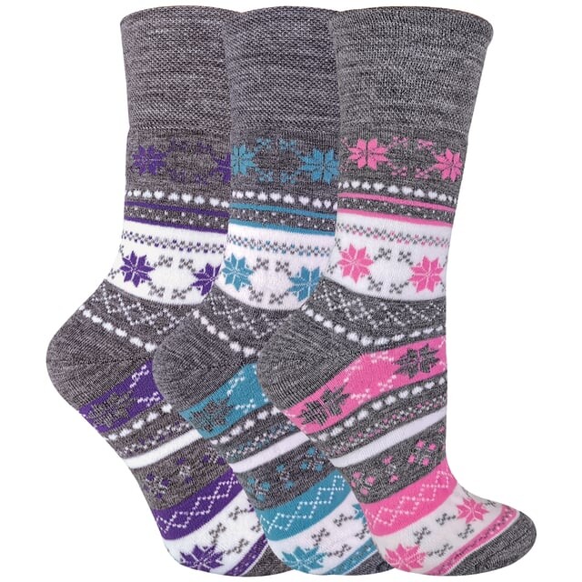 

Три пары женских толстых теплых зимних термо-диабетических носков Fairisle Sock Snob, серый