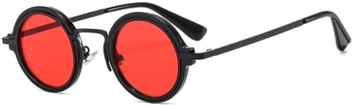

Модные солнцезащитные очки 2027 года, маленькие круглые, в стиле панк, ретро, ​​прозрачные, с градиентным переходом, защита от УФ-излучения UV400, для женщин MTZJH, Black Red