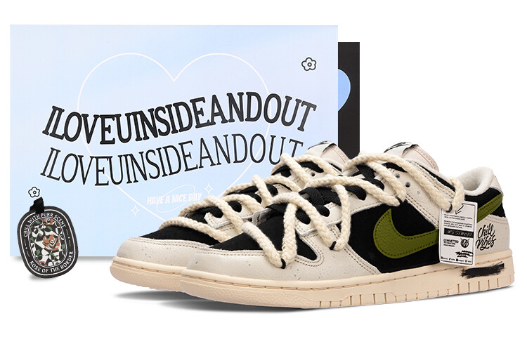 

Кроссовки Nike Dunk Skateboarding Shoes Men Low-top Black/white/green, черный