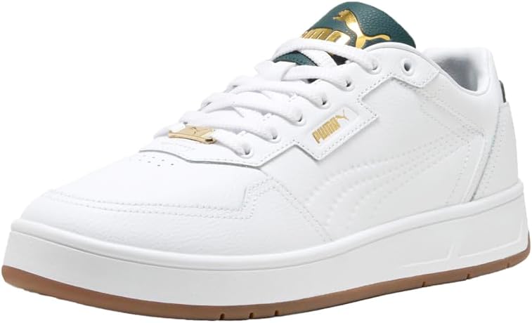 Мужские кроссовки PUMA Court Classic Lux с шнуровкой для повседневной носки - белые — фото 2