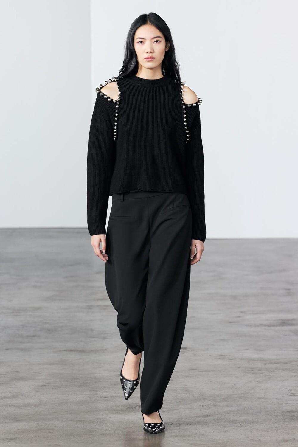 

Широкие брюки ZARA, черный