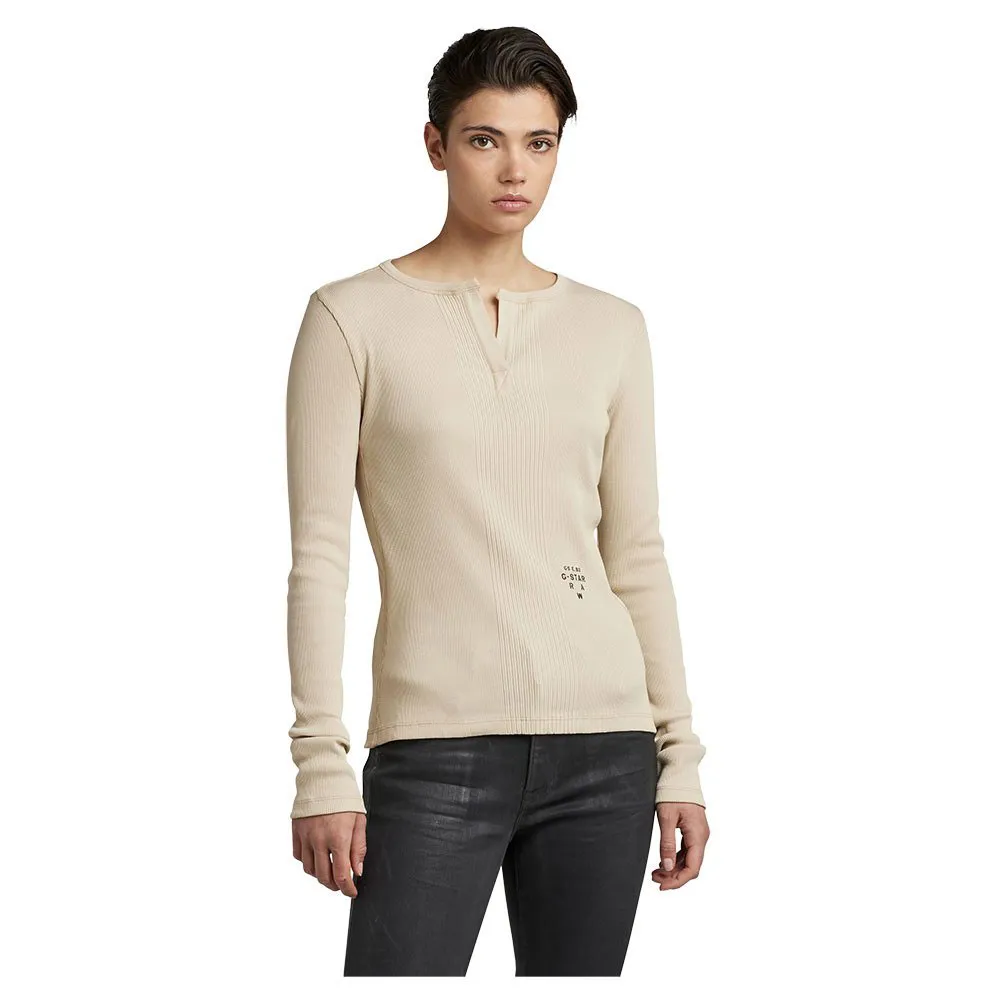 

Футболка G-Star Granddad Slim Long Sleeve V Neck T-Shirt, бежевый