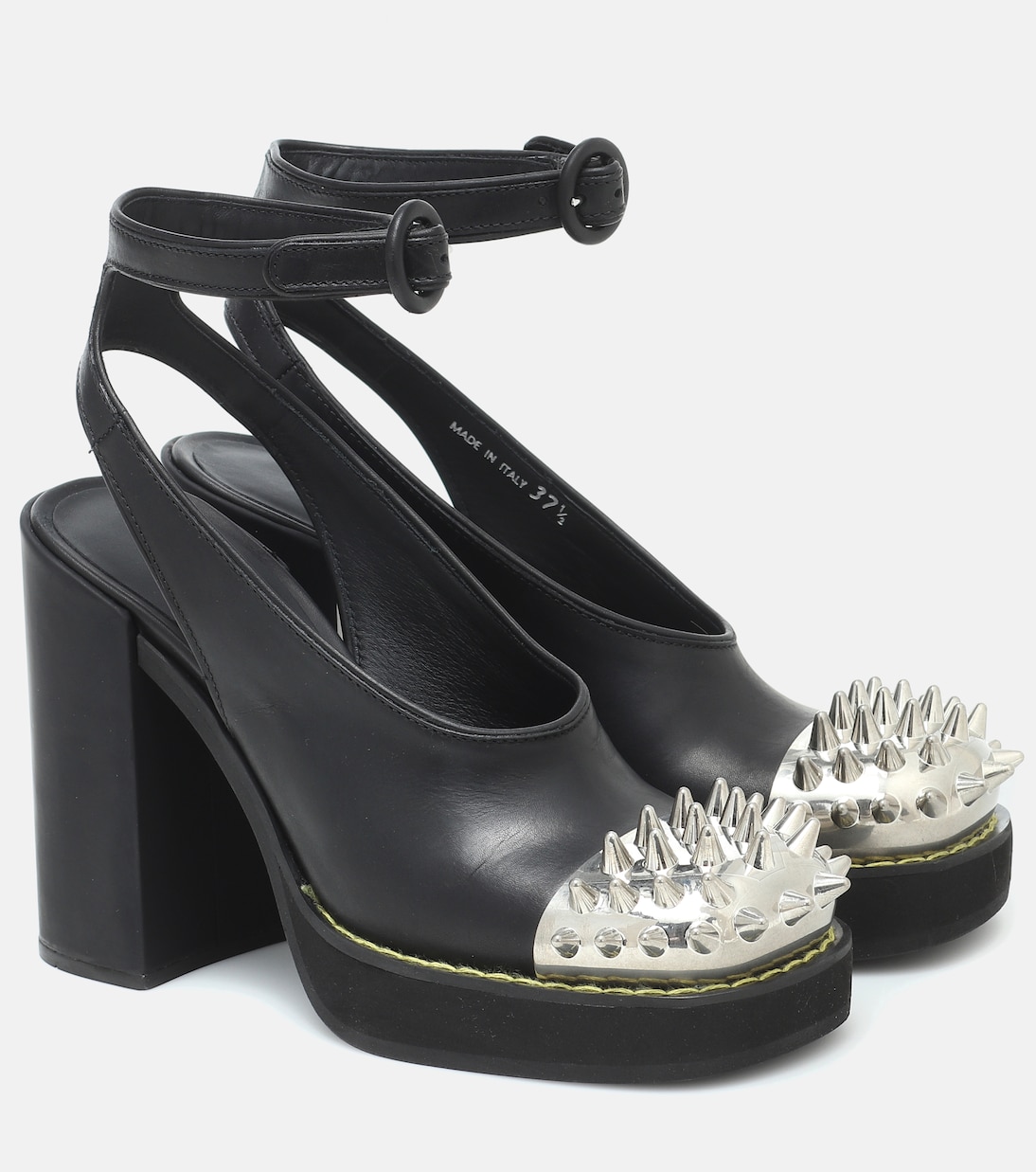 Кожаные платформы с шипами Miu Miu, черный