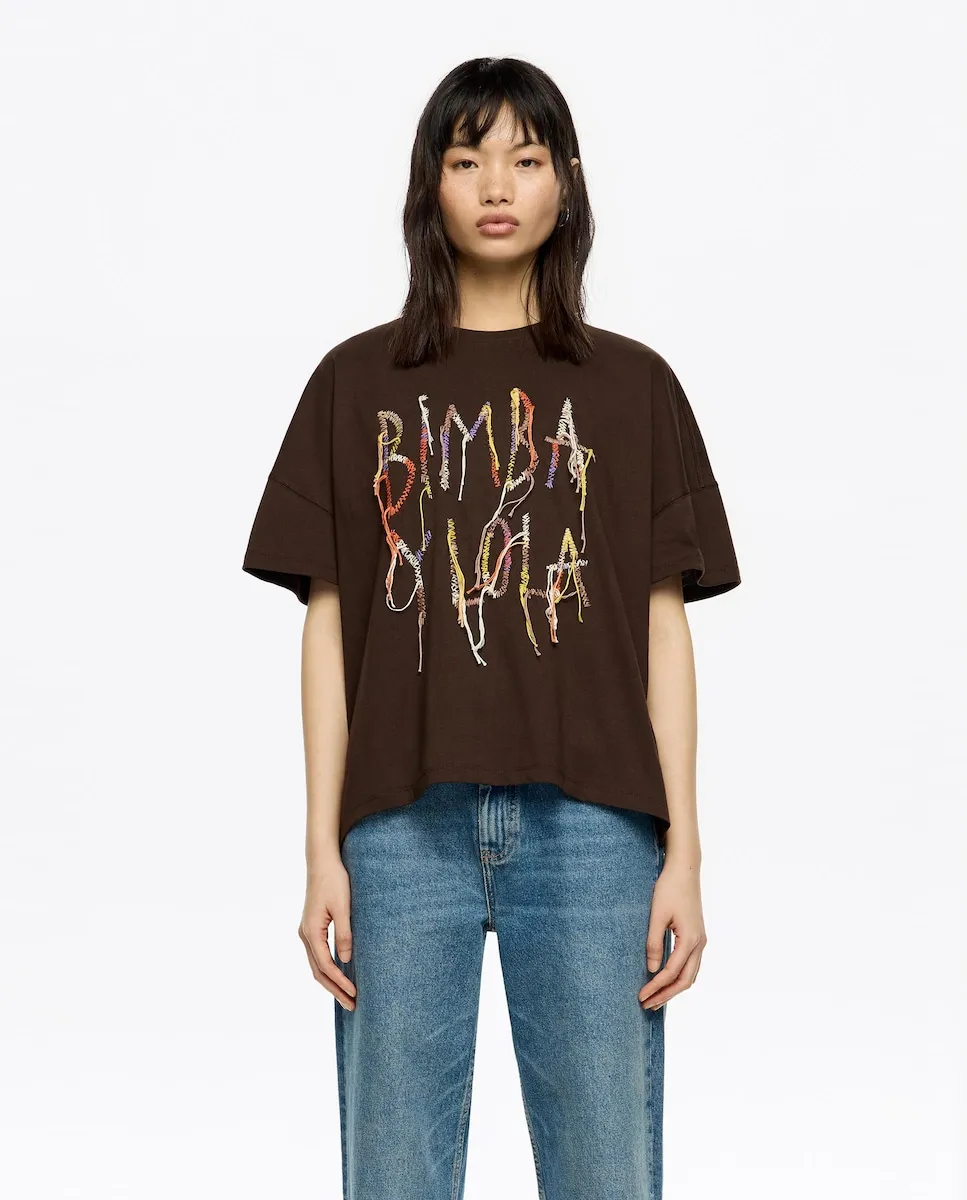 

Женская футболка с вышитым логотипом Bimba Y Lola, бордовый