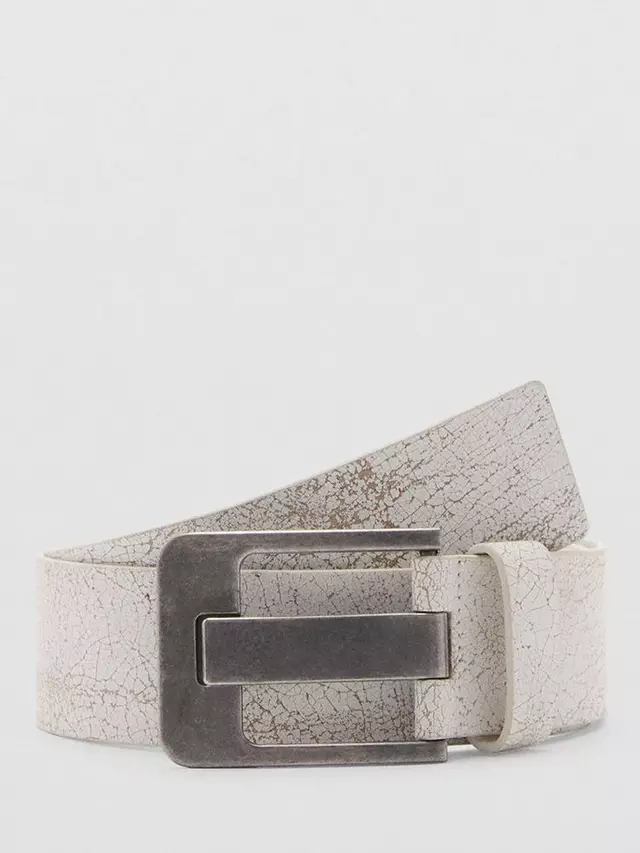 

Ремень Mango Tomb Faded Leather, белый