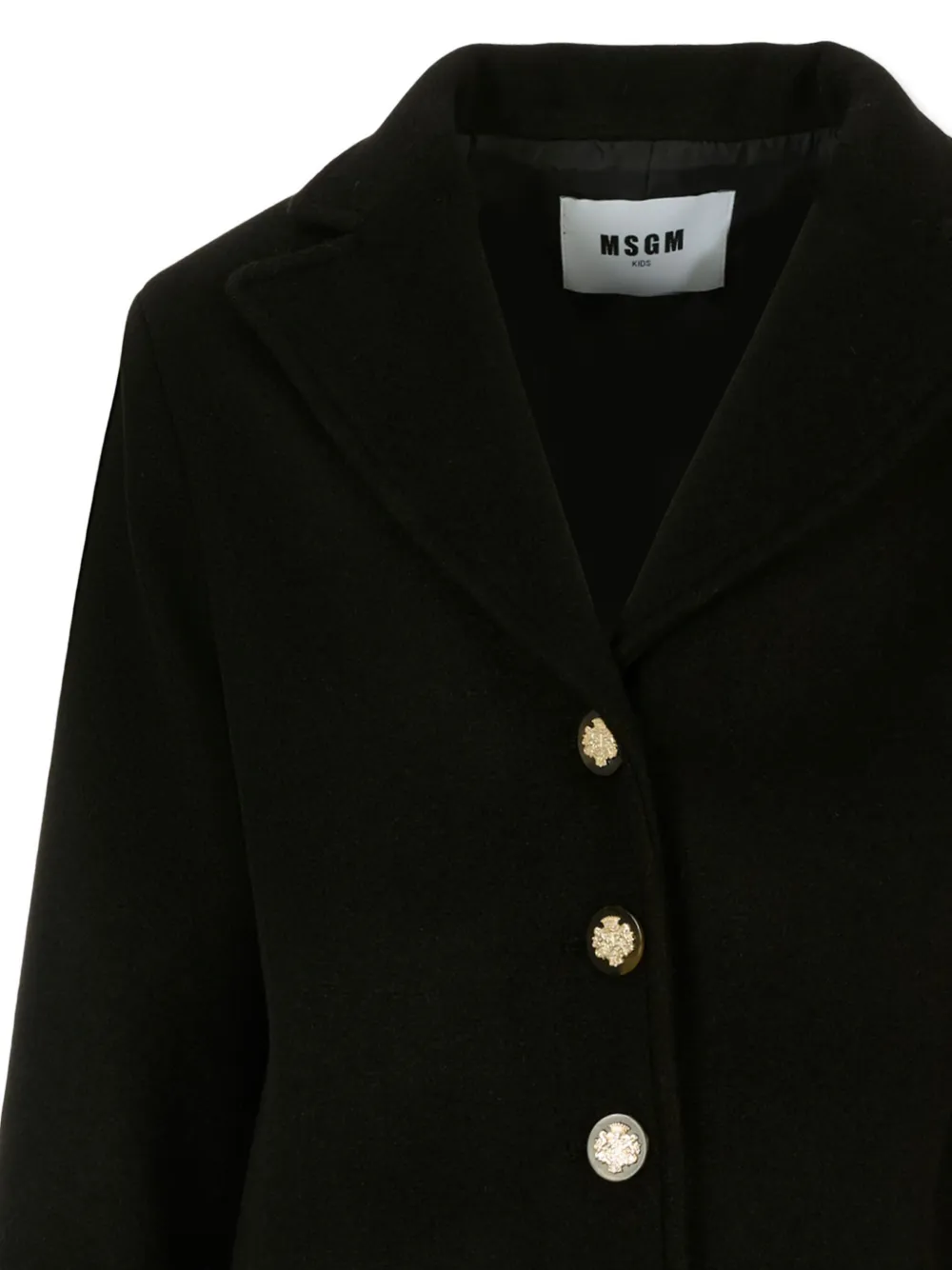 Пальто с расклешенными манжетами и пуговицами MSGM Kids, черный — фото 3