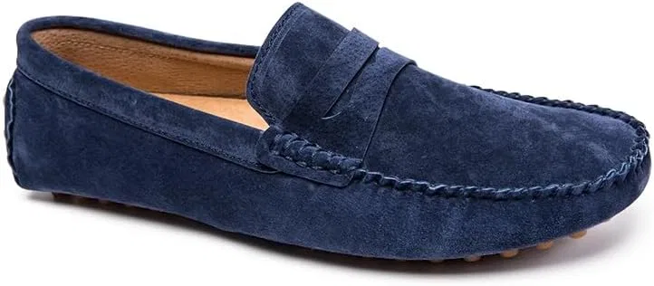 Лоферы замшевые Round Toe Suede Vamp Penny Driving Loafers Moc Shoes, синий