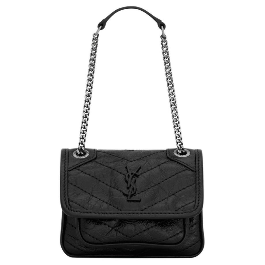 

SAINT LAURENT Кожаная сумка мини женская черная